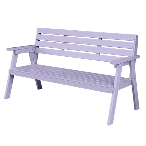 Gartenbank 2-Sitzer Holzbank mit Armlehnen & Rückenlehne - Wetterfeste Sitzbank Bis 300kg Belastbar für Terrassen Gärten Rasen Veranda(Grape,120 * 60 * 85cm) von Generic