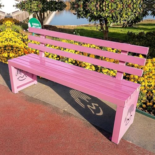 Gartenbank Aus Metall for Den Außenbereich, Wetterfeste Außenbänke Mit Rückenlehne, Terrassenbank for Den Außenbereich, Park, Hinterhof, Picknick, Hof, Veranda(Rosa,100cm) von Generic