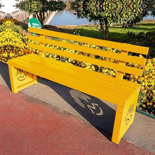 Gartenbank Aus Metall for Den Außenbereich, Wetterfeste Außenbänke Mit Rückenlehne, Terrassenbank for Den Außenbereich, Park, Hinterhof, Picknick, Hof, Veranda(Yellow,100cm) von Generic
