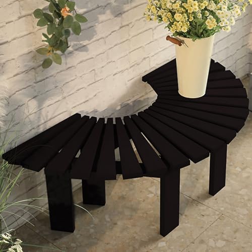 Gartenbank Holz Massiv Rustikal Glatt und Flach Park Tree Bank Breite und Dicke Beine Leicht Zu Reinigen Verschiedene Formen Können Kombiniert Werden für Balkon, Terrasse, Garten(Black) von Generic