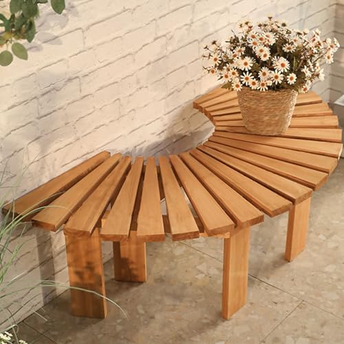 Gartenbank Holz Massiv Rustikal Glatt und Flach Park Tree Bank Breite und Dicke Beine Leicht Zu Reinigen Verschiedene Formen Können Kombiniert Werden für Balkon, Terrasse, Garten(Brass) von Generic