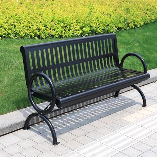 Gartenbank Metall Wetterfest Bunt Einteiliges Formteil Parkbank Basisverstärkung Rastbank Am Straßenrand Starke Tragfähigkeit für Balkon, Terrasse, Garten(Black,1.5m) von Generic