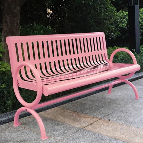 Gartenbank Metall Wetterfest Bunt Einteiliges Formteil Parkbank Basisverstärkung Rastbank Am Straßenrand Starke Tragfähigkeit für Balkon, Terrasse, Garten(Red,1.5m) von Generic