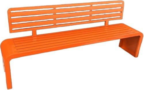 Gartenbank Metall Wetterfest Modern mit Verbreiterter Rückenlehne Sitzbank Outdoor mit Verdicktem Boden Einfachs zu Installierens für Terrassen+(Size:100 * 40 * 80cm,Color:Orange) von Generic