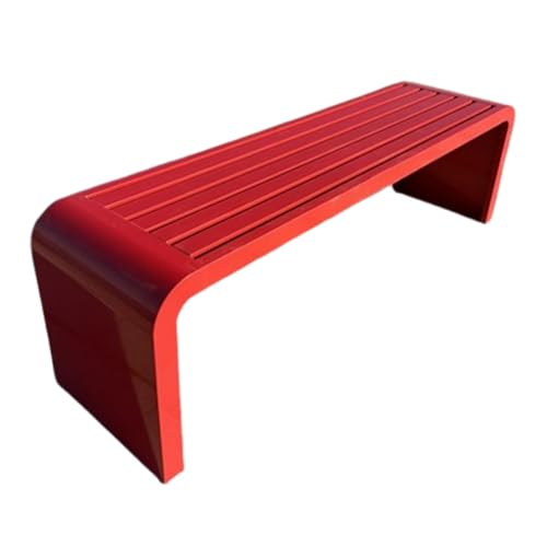 Gartenbank Ohne Lehne Wetterfest, Verzinkter Stahl 2-Sitzer Robuste Parkbank für Balkon, Terrasse & Außenbereiche,800 Pfund(Red,120 * 40 * 42cm) von Generic