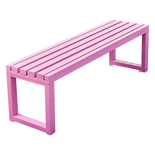 Gartenbank Ohne Lehne Wetterfest Eisengestell Parkbank 2 Sitzer mit Freiliegenden Schraubenlöchern Balkonbank Kleiner für Den Außenbereich Geeignet 4 Farben(Pinkss,90 * 40 * 45cm) von Generic