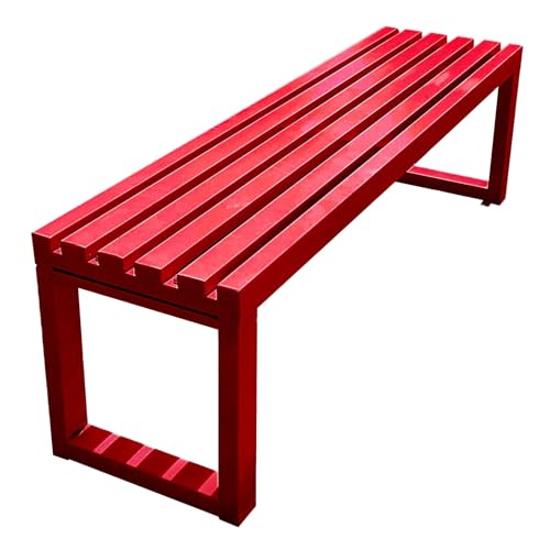 Gartenbank Ohne Lehne Wetterfest Eisengestell Parkbank 2 Sitzer mit Freiliegenden Schraubenlöchern Balkonbank Kleiner für Den Außenbereich Geeignet 4 Farben(Red,150 * 40 * 45cm) von Generic