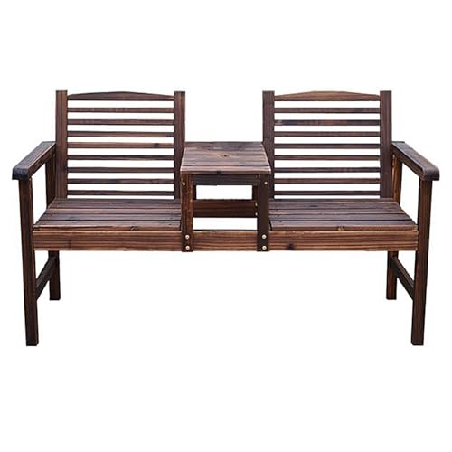 Gartenbank Wetterfest 2 Sitzer mit Rückenlehne Sitzbank aus Massivholz Parkbank Doppel Terrassensitz für Garten, Innenhof, Balkon Und Park(Brown) von Generic
