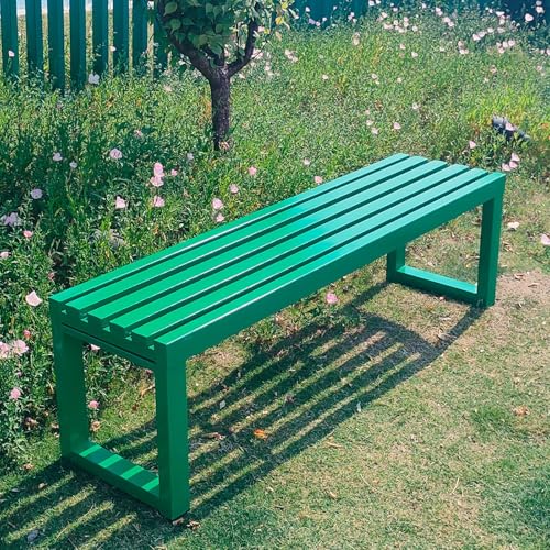 Gartenbank Wetterfest 3 Sitzer Ergonomie Eisen Metall Parkbank Integrierte Halterung Reserveschraubenlöcher Starke Tragfähigkeit für Balkon, Terrasse, Garten(Green,39.37in/100cm) von Generic