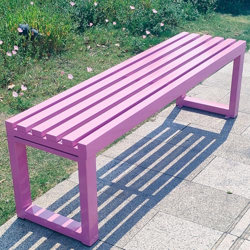 Gartenbank Wetterfest 3 Sitzer Ergonomie Eisen Metall Parkbank Integrierte Halterung Reserveschraubenlöcher Starke Tragfähigkeit für Balkon, Terrasse, Garten(Pinks,39.37in/100cm) von Generic