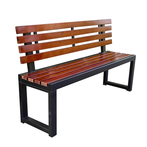 Gartenbank mit Bequemer Rückenlehne Outdoor Holzbank mit Farbigen Latten Breiter Sitzfläche Gusseisen Seitenelementen for Terrasse Balkon Garten​(White,80cm(32in)) von Generic