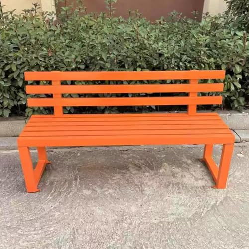 Gartenbank mit Lehne Parkbank Massivholzbank Terrassenbänke, Wasserdichtes Metall Wetterfest Robust Stabil Langlebig Gartenmöbel, für Garten Veran(Size:40×100×85cm,Color:Orange) von Generic