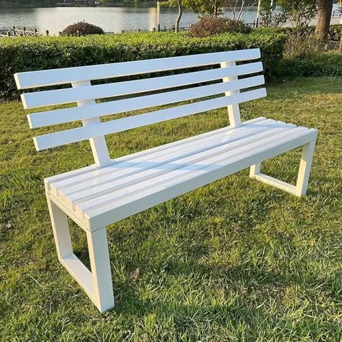 Gartenbank mit Lehne Parkbank Massivholzbank Terrassenbänke, Wasserdichtes Metall Wetterfest Robust Stabil Langlebig Gartenmöbel, für Garten Veran(Size:40×100×85cm,Color:Weiß) von Generic