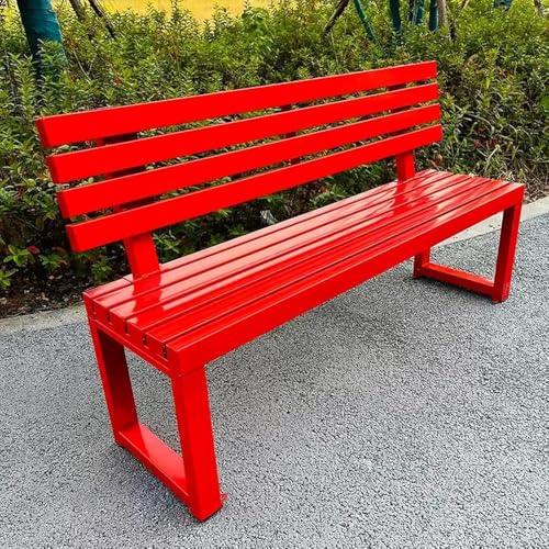 Gartenbank mit Lehne Parkbank Massivholzbank Terrassenbänke, Wasserdichtes Metall Wetterfest Robust Stabil Langlebig Gartenmöbel, für Garten Veran(Size:40×120×85cm,Color:Rot) von Generic