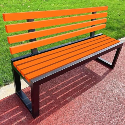 Gartenbank mit Lehne Parkbank Massivholzbank Terrassenbänke, Wasserdichtes Metall Wetterfest Robust Stabil Langlebig Gartenmöbel, für Garten Veran(Size:40×120×85cm,Color:Schwarz + Orange) von Generic