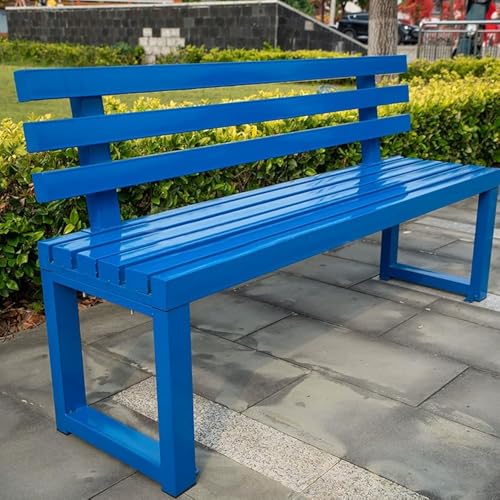 Gartenbank mit Lehne Parkbank Massivholzbank Terrassenbänke, Wasserdichtes Metall Wetterfest Robust Stabil Langlebig Gartenmöbel, für Garten Veran(Size:40×150×85cm,Color:Blau) von Generic