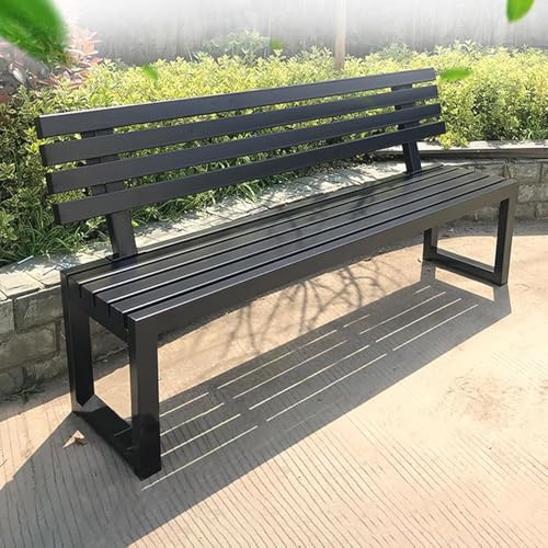 Gartenbank mit Lehne Parkbank Massivholzbank Terrassenbänke, Wasserdichtes Metall Wetterfest Robust Stabil Langlebig Gartenmöbel, für Garten Veran(Size:40×150×85cm,Color:Schwarz) von Generic
