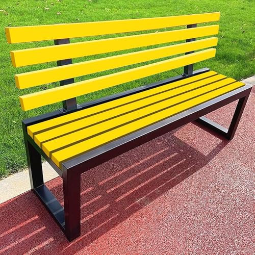 Gartenbank mit Lehne Parkbank Massivholzbank Terrassenbänke, Wasserdichtes Metall Wetterfest Robust Stabil Langlebig Gartenmöbel, für Garten Veran(Size:40×150×85cm,Color:Schwarz und Gelb) von Generic