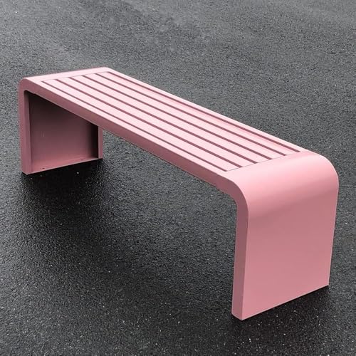 Gartenbank mit Stahlrahmen, Allwetter-Parkbank für den Außenbereich, Lattenrost-Design, Verstärkter Unterbalken für Hohe Tragkraft of(Size:100cm,Color:Rose) von Generic