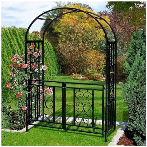 Gartenbogen Rankhilfe Aus Metall, 114x210cm, Rosenbogen-Torbogen Rankgestell Pergola Für Kletterpflanzen, Außenbereich, Hochzeitsbogen Spalier Robuste Mit Tür Tor, Schwarz Gartenbogen Rankhilfe Aus Metall, 114x210cm, Rosenbogen-Torbogen Rankgestell Pergola Für Kletterpflanzen, Außenbereich, Hochzeitsbogen Spalier Robuste Mit Tür Tor, Schwarz von Generic
