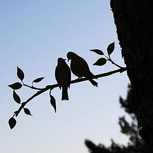 Gartendeko Rost Eichhörnchen Baumstecker Vögel Rostiges Specht Cortenstahl Langlebige Rostfigur für den Außenbereich, Kunstvolle Metall Gartenfigur Gartenstecker (H-3, One Size) von Generic