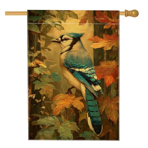 Gartenflagge, Motiv: Herbst-Blauer Jay, lebendiger Vogel, Herbstblätter, Hofbanner, doppelseitig, dekorativ, für den Außenbereich, Rasendekoration, von der Natur inspirierte Heimdekoration, 71,1 x Gartenflagge, Motiv: Herbst-Blauer Jay, lebendiger Vogel, Herbstblätter, Hofbanner, doppelseitig, dekorativ, für den Außenbereich, Rasendekoration, von der Natur inspirierte Heimdekoration, 71,1 x von Generic