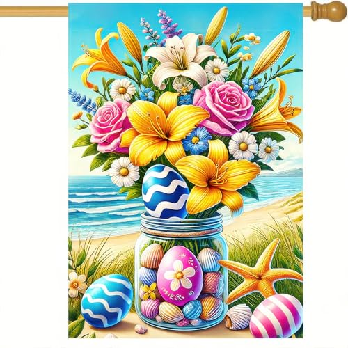 Gartenflagge Frohe Ostern Meer Rosa Stuhl Eier Küste Strand Frühling Nautisch Rasenbanner Lustiger Hofbanner Leichte Willkommensfahne Für Rasen Balkone Urlaub 30X45Cm Gartenflagge Frohe Ostern Meer Rosa Stuhl Eier Küste Strand Frühling Nautisch Rasenbanner Lustiger Hofbanner Leichte Willkommensfahne Für Rasen Balkone Urlaub 30X45Cm von Generic