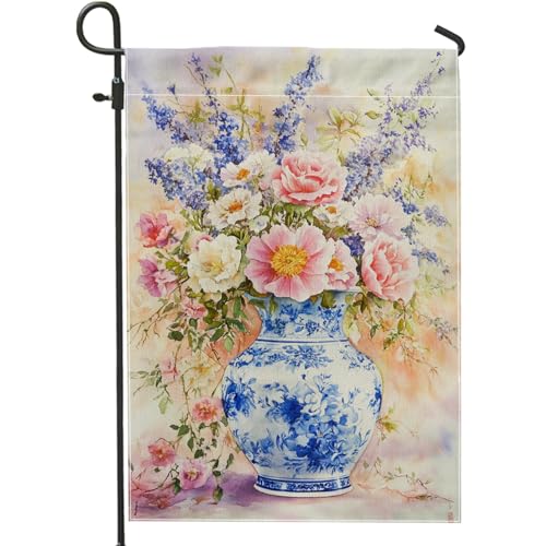 Gartenflagge für Frühling und Sommer, pfirsichblau, Vasen-Design, Outdoor-Dekoration, doppelseitige Jute, saisonale Hofflagge für Zuhause, perfekt für Rasen oder Garten, 30,5 x 45,7 cm Gartenflagge für Frühling und Sommer, pfirsichblau, Vasen-Design, Outdoor-Dekoration, doppelseitige Jute, saisonale Hofflagge für Zuhause, perfekt für Rasen oder Garten, 30,5 x 45,7 cm von Generic