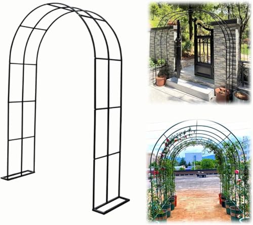 Gartenlaube Stahlrahmenbogen Breite 80-350cm Rosengitterbogen Abnehmbarer Ballonbogen Pergolabögen Aus Metall Für Kletterpflanzen, Black, 180x250cm/5.9x8.2ft von Generic