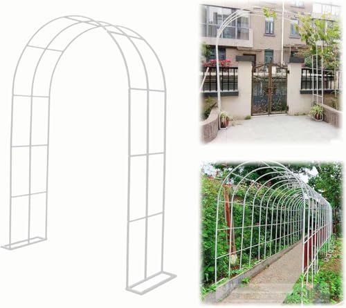 Gartenlaube Stahlrahmenbogen Breite 80-350cm Rosengitterbogen Abnehmbarer Ballonbogen Pergolabögen Aus Metall Für Kletterpflanzen, White, 350x250cm/11.5x8.2ft von Generic