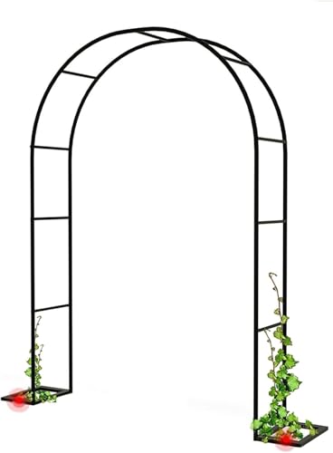 Gartenlauben, Metall Gartenlaube Hochzeitsbogen, Laube Für Rosen, Spalierbögen Für Verschiedene Kletterpflanzen Rosenranken, Einfach Zu Bewegen Und Zu Installieren, Black, H2.2 x W2.8m von Generic