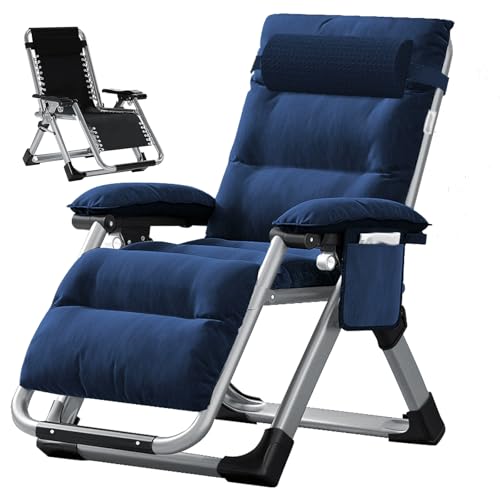 Gartenliege, 0–170 ° Verstellbare Strandstühle for Erwachsene mit Abnehmbarer, Gepolsterter Kopfstütze, for Familienterrasse, Reisen, Camping, am Meer und am Pool, Tragkraft 500 Lbs von Generic