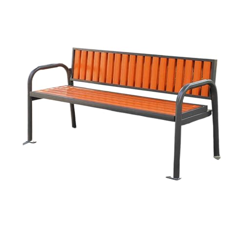 Gartenmöbel 32 mm Dicke Massivholzplatte Gartenbank Wetterfest Rückenlehne um 15 Grad Nach Hinten Geneigt Sitzbank Outdoor für Garten Park Hof Veranda(Orange,86 * 60 * 72cm) von Generic