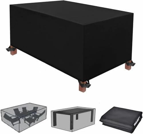 Gartenmöbel Bezüge Wasserdicht 400x300x75cm/lxbxh Heavy Duty Oxford Stoff Winddicht Anti-uv Rechteckig Outdoor Garten Rattan Sofa Set Terrasse Tischhussen, Black, 380x120x85cm von Generic