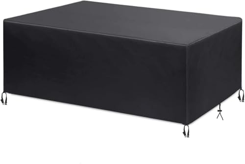 Gartenmöbelabdeckungen Würfel Rattan Set Abdeckung 235x175x60cm Wasserdicht Winddicht Anti-uv Heavy Duty 420d Oxford Patio Tischabdeckung Rechteck Outdoor Gartenmöbel Se, Black, 165x135x100cm(LxWxH) von Generic