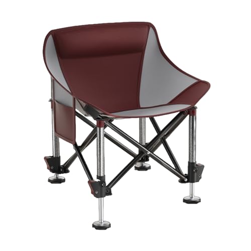 Gartenstuhl Hochlehner, Fischerstuhl, mit Aufbewahrungstasche und Dickem Kissen, Verstellbare Beinhöhe, Geeignet für Verschiedene Outdoor-Gelände(Red) von Generic
