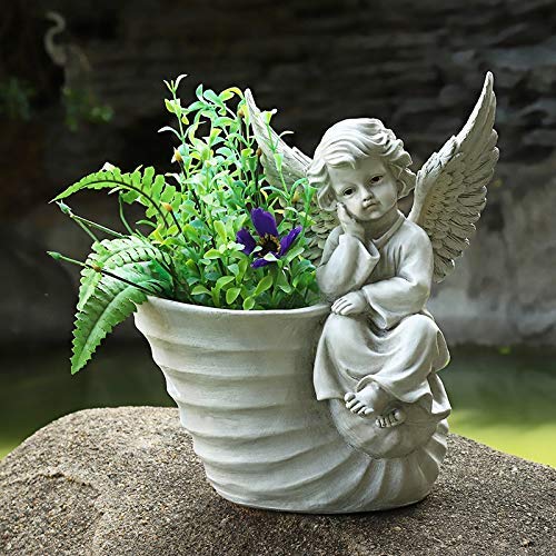 Gartentopf-Rasenornamente, Engel, Blumenzylinder, Skulptur, Innenhof, kreative Gartenlandschaft, Ornament, Dekor für Zuhause, Garten, Blumentopf (D 31 x 18 x 30 cm) von Generic