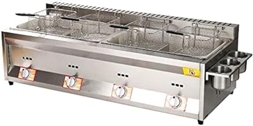 Gasfritteuse Mit Großer Kapazität, Lpg-fritteuse Aus Edelstahl Für Zu Hause Und Gewerblich, Einstellbare Feuerkraft, Mit Körben Und Deckeln, Für Pommes Frites, Donuts, Fisch, Ea, 8L+8L+8L+8L von Generic