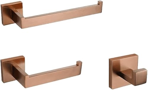 Gebürstetes Roségold Badezimmer Hardware Quadrat Badezubehör Toilettenpapier Halter Handtuch Halter Bar Robe Haken Handtuchhalter, 3 Pieces Set, One Size Gebürstetes Roségold Badezimmer Hardware Quadrat Badezubehör Toilettenpapier Halter Handtuch Halter Bar Robe Haken Handtuchhalter, 3 Pieces Set, One Size von Generic
