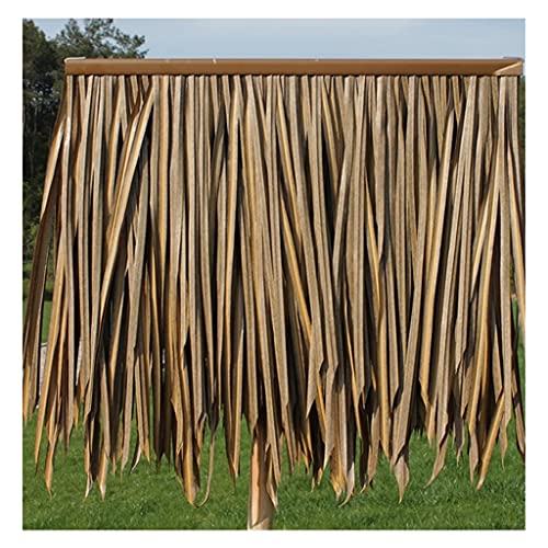 Gefälschte Strohsimulation Reetdach Grasschuppen Künstlicher Pavillon Holztraufe Regenschirm Retro-PVC-Pavillon Strohdach Dekoration Palmgras Strohrolle -0,5 X 0,5 M(Yellow5,8pcs) von Generic