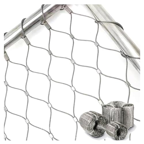 Geflochtenes Seilnetz Aus Rostfreiem Stahl Geflochtenes Netz Aus Edelstahl 304 Hartes Hitzebeständiges Seilnetz Seilsicherheitsnetz, H2xL16m/H6.56xL52.49ft von Generic