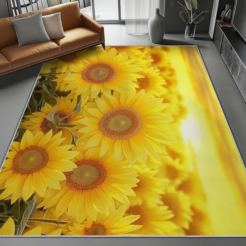 Gelb Orange Teppich Wohnzimmer 160 x 230 cm Teppich Schlafzimmer, Natur Pflanzen Sonnenblume Bedruckter Waschbar Kurzflor Teppiche für Wohnzimmer Schlafzimmer Kinderzimmer Esszimmer Gelb Orange Teppich Wohnzimmer 160 x 230 cm Teppich Schlafzimmer, Natur Pflanzen Sonnenblume Bedruckter Waschbar Kurzflor Teppiche für Wohnzimmer Schlafzimmer Kinderzimmer Esszimmer von Generic