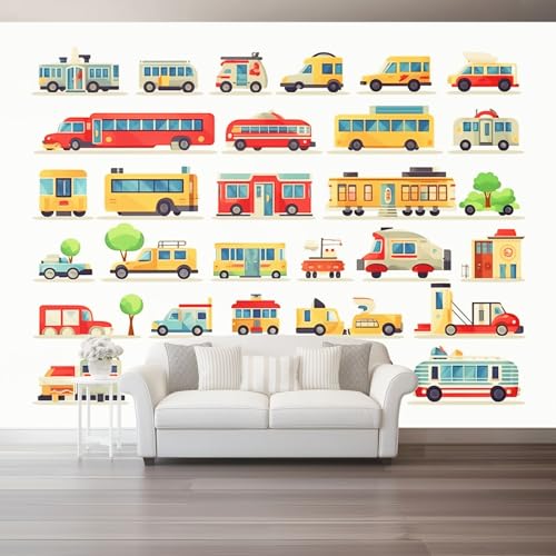Gelber Bus Auto Fototapete 400 x 280 cm, Cartoon Wandbild Fototapete für Wohnzimmer Schlafzimmer Wandtapete Vlies Tapete UV-Beständig Montagefertig Gelber Bus Auto Fototapete 400 x 280 cm, Cartoon Wandbild Fototapete für Wohnzimmer Schlafzimmer Wandtapete Vlies Tapete UV-Beständig Montagefertig von Generic