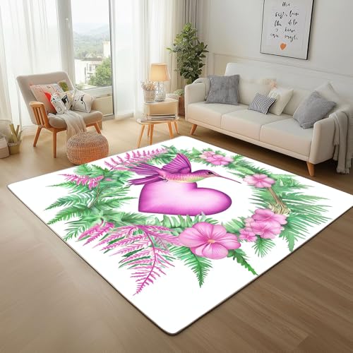 Gemalte Hibiskus Blätter Rugs for Living Room 150x210cm Indoor Teppisch Schlafzimmer Teppich Wohnzimmer Tierischer Kolibri Blume Kurzflor Waschbar Tepich Für Büro Esszimmer Kinderzimmer Gemalte Hibiskus Blätter Rugs for Living Room 150x210cm Indoor Teppisch Schlafzimmer Teppich Wohnzimmer Tierischer Kolibri Blume Kurzflor Waschbar Tepich Für Büro Esszimmer Kinderzimmer von Generic