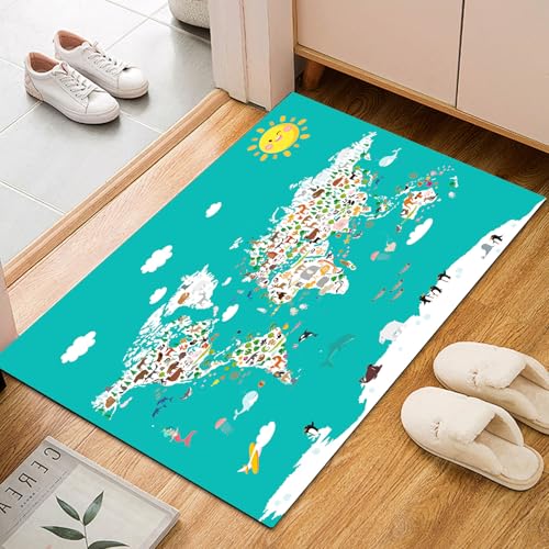 Gemalte Kunst Weltkarte Waschbare Teppiche Gegend 60x90cm Teppich Flauschig Weltkarte Blau Wohnzimmer Schlafzimmer Teppisch rutschfest Kurzflor Weich Rugs for Living Room Carpet Gemalte Kunst Weltkarte Waschbare Teppiche Gegend 60x90cm Teppich Flauschig Weltkarte Blau Wohnzimmer Schlafzimmer Teppisch rutschfest Kurzflor Weich Rugs for Living Room Carpet von Generic