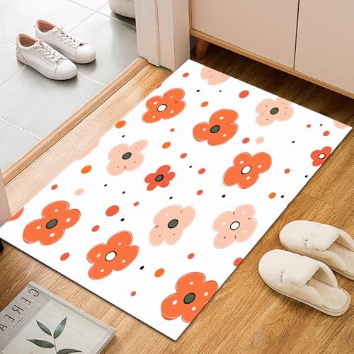 Gemalte Pflanzen Blumen Orange Teppich Wohnzimmer 60x90cm Moderner Weicher Teppisch Rugs for Living Room Geometrie Blumen Rutschfester Teppich, maschinenwaschbar, für Schlafzimmer, Flur Gemalte Pflanzen Blumen Orange Teppich Wohnzimmer 60x90cm Moderner Weicher Teppisch Rugs for Living Room Geometrie Blumen Rutschfester Teppich, maschinenwaschbar, für Schlafzimmer, Flur von Generic