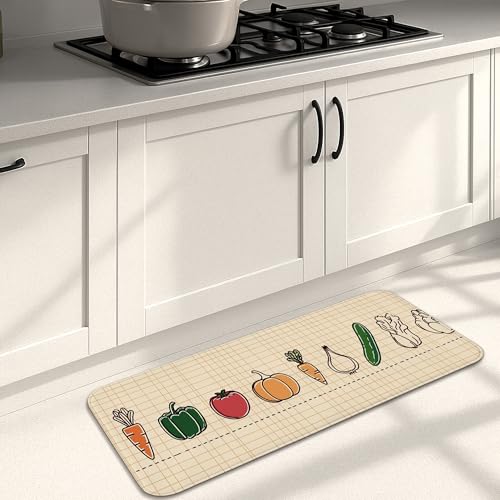 Gemüse-Küchenmatten für Boden, moderne, minimalistische, weiche Matten, gepolstert, bequem, waschbar, rutschfest, Dekor-Teppiche für Küchenspüle, Waschküche, Badezimmer, 40,6 x 129,9 cm Gemüse-Küchenmatten für Boden, moderne, minimalistische, weiche Matten, gepolstert, bequem, waschbar, rutschfest, Dekor-Teppiche für Küchenspüle, Waschküche, Badezimmer, 40,6 x 129,9 cm von Generic