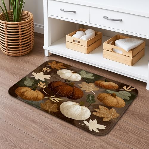 Gemütliche, rutschfeste Badematte mit Herbstkürbissen, rustikales Herbst-Design, saugfähiger Duschvorleger, dekorativer Memory-Schaum-Badezimmerteppich für Halloween, Thanksgiving, 40,6 x 61 cm Gemütliche, rutschfeste Badematte mit Herbstkürbissen, rustikales Herbst-Design, saugfähiger Duschvorleger, dekorativer Memory-Schaum-Badezimmerteppich für Halloween, Thanksgiving, 40,6 x 61 cm von Generic