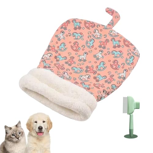 Gemütliches Haustiernest for Katzen und Hunde, weicher Plüsch-Schlafsack for Katzen und Hunde, warmes Katzenbett, tragbares Haustiernest, und Katzenbett(Pink Pony,18 * 22inch) von Generic