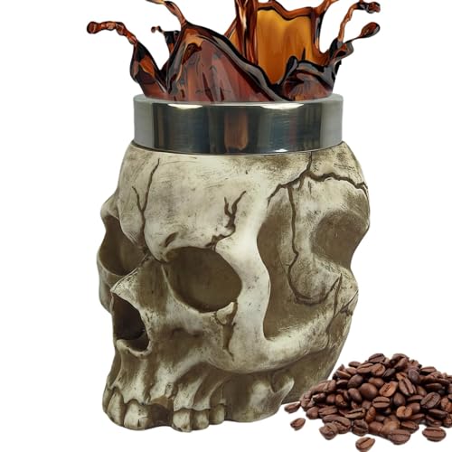 Generic 0ZQ5AK3SYS4AC0 Kaffeetasse mit Totenkopf – Edelstahl, Gothic-Tasse für Kaffee, Männer und Frauen, realistischer Totenkopf-Tasse, Trinkgeschirr für Milch, Tee, Limonade, Bier, Tee, Sojamilch von Generic